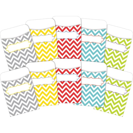 Barker Creek Chevron Beautiful Peel & Stick Library Pockets, Multi-Design, 60/Set 3836